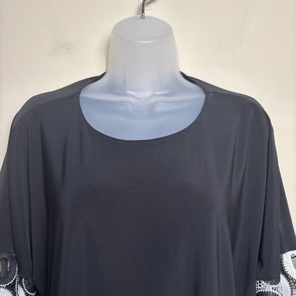 Joseph Ribkoff Wide Sleeve Bold Geometric Circle Lace Eyelet Blouse Top Womens 6 - Picture 2 of 8